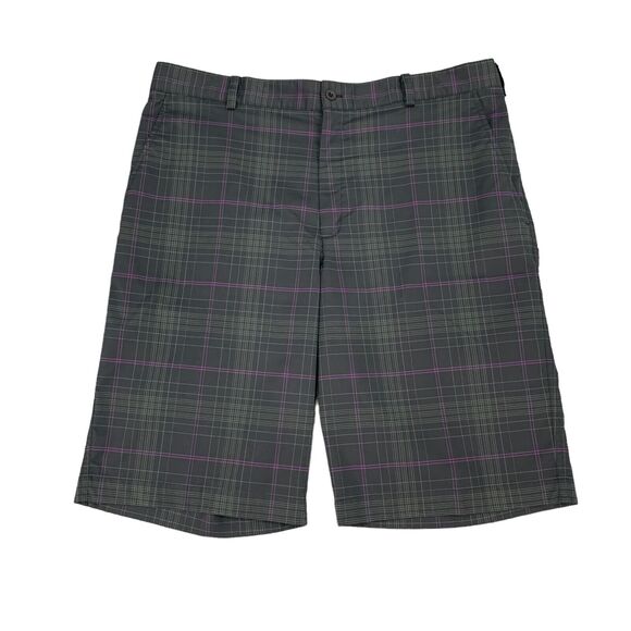 Nike Shorts Mens 36 Black Green Golf Plaid High Rise Moisture Wicking Chino - Picture 1 of 12